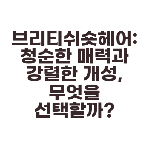 브리티쉬숏헤어: 청순한 매력과 강렬한 개성, 무엇을 선택할까?