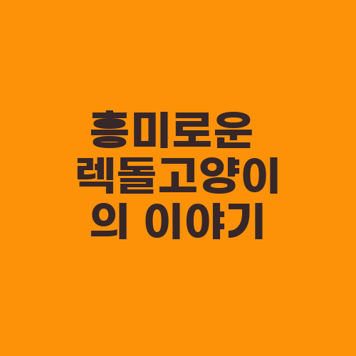 흥미로운 렉돌고양이의 이야기